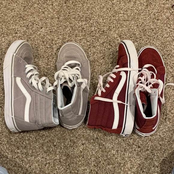 Vans Shoes - Vans Women’s High-Top Sneakers - Gray and Maroon Set